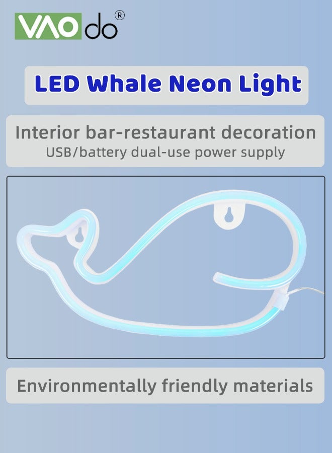 فاو دو لافتة نيون الحوت، لافتات نيون تعمل بالنيون USB، إشارات ضوئية نيون تعمل بالنيون USB، إضاءة ليلية LED، زينة حفلة الحوت تحت البحر للمطاعم والحضانة المنزلية - Image 4
