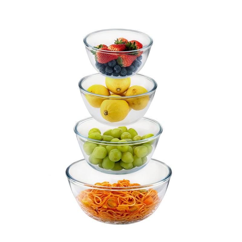 Cuiselect 4pc Glass Mixing Bowls Sets (2.80QT, 1.64QT, 1.16QT, 0.85QT), Nesting Mixing Bowls for Cooking Prep, Baking, Storage, Large Salad Bowls Sets-Dishwasher Microwave Freezer Safe - Image 1