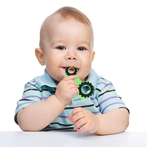 AmazingM Car Series Baby Teething Toys,Food Grade Silicone Chew Teether for 3 Months+ Infant Boy and Girl,Toddler Sensory Chewing Teether,BPA Free. (Tractor, Green) - Image 5