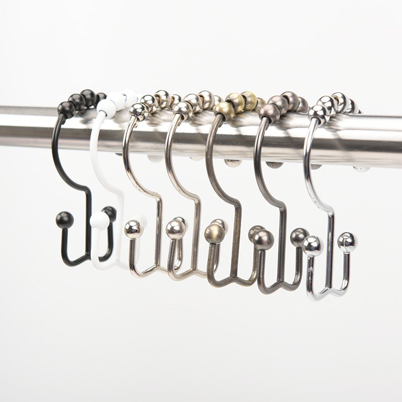Metal Double-Sided Mountain-Shaped Shower Curtain Hook Metal Ball Hook Mountain-Shaped Curtain Hook 12 Pack - Image 3