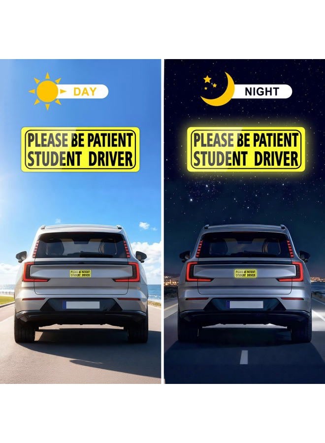 JUSTTOP 3PCS Student Driver Safety Attention Sign, Black Student Driver Magnet for Car, Reusable Magnetic Bumper Sticker Set, Weather Resistant Bumper Sticker Magnetic Reflective New Drive - Image 5