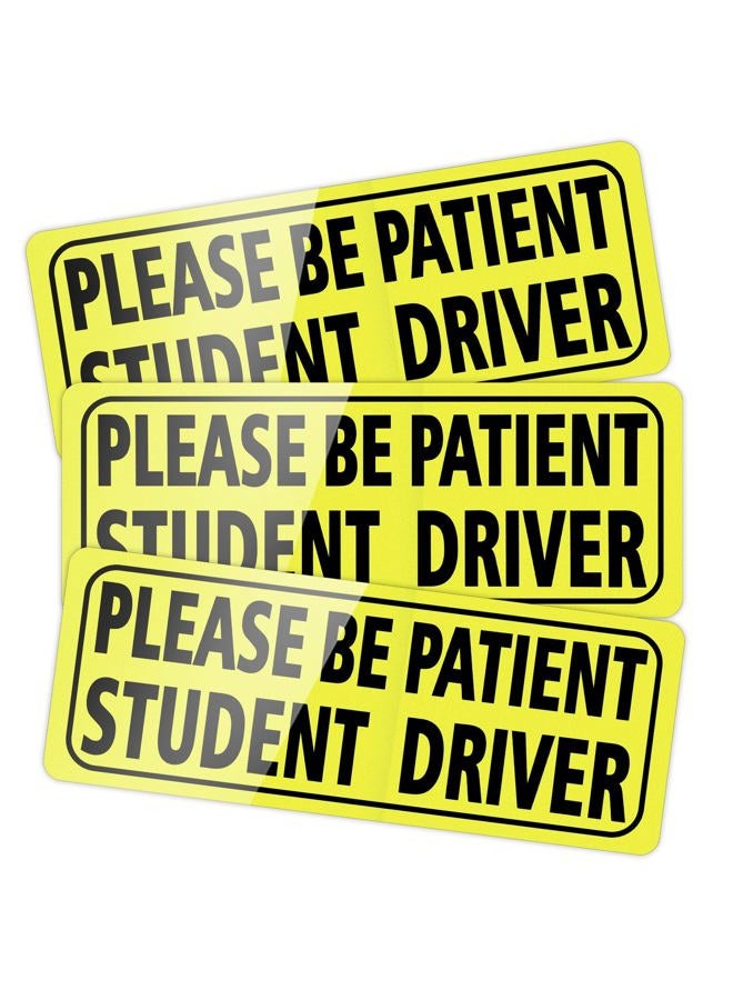 JUSTTOP 3PCS Student Driver Safety Attention Sign, Black Student Driver Magnet for Car, Reusable Magnetic Bumper Sticker Set, Weather Resistant Bumper Sticker Magnetic Reflective New Drive - Image 1