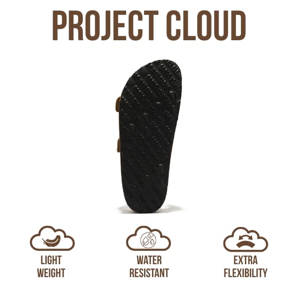 Project Cloud Genuine Leather Flat Sandals Women 2025 Beach Essentials Womens Sandals Memory Foam Vacation Essentials Slides for Women Footwear (Venita, Chestnut, 6.5) - Image 4