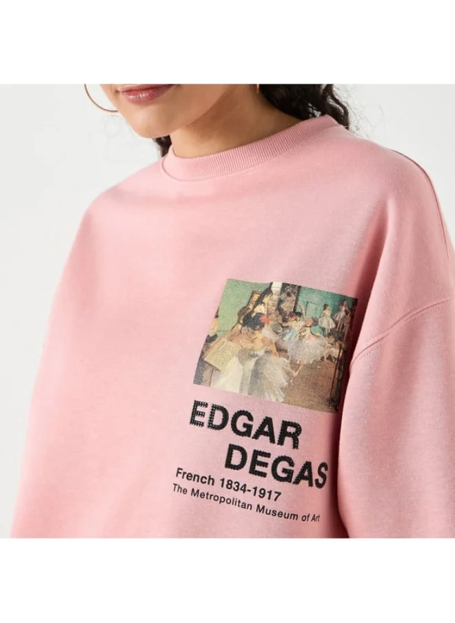 SP Characters Edgar Degas Print Sweatshirt with Long Sleeves and Crew Neck