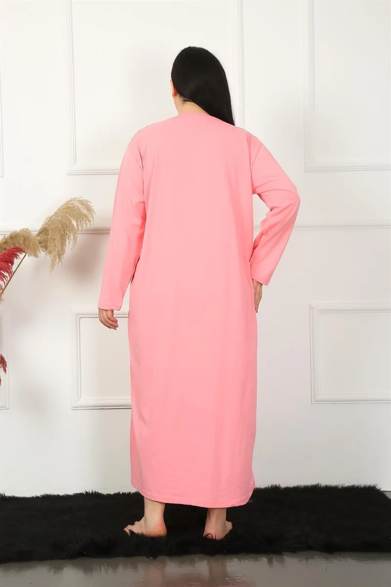 Akbeniz Big Long Sleeve Lacy Salmon Mother Nightgown 1355