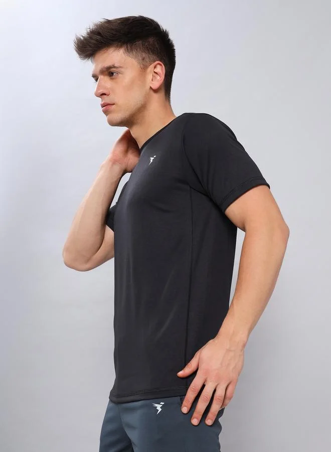 Technosport Technosport Solid Crew Neck Slim Fit T-Shirt