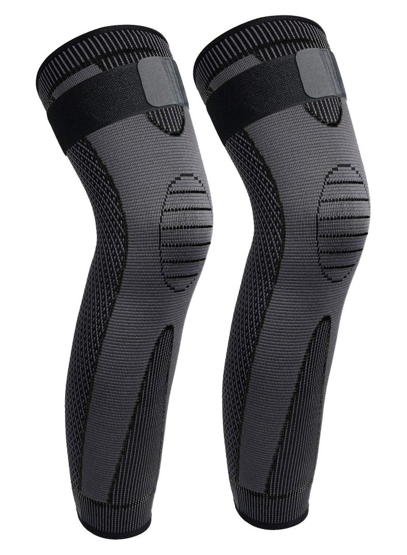 RATSAW Leg Compression Sleeve Full Leg 2 Pack Long Self-Heating Knee Brace for Men Women Knee Support Protector for Running Weightlifting Workout and other Sport Size XL - Image 1