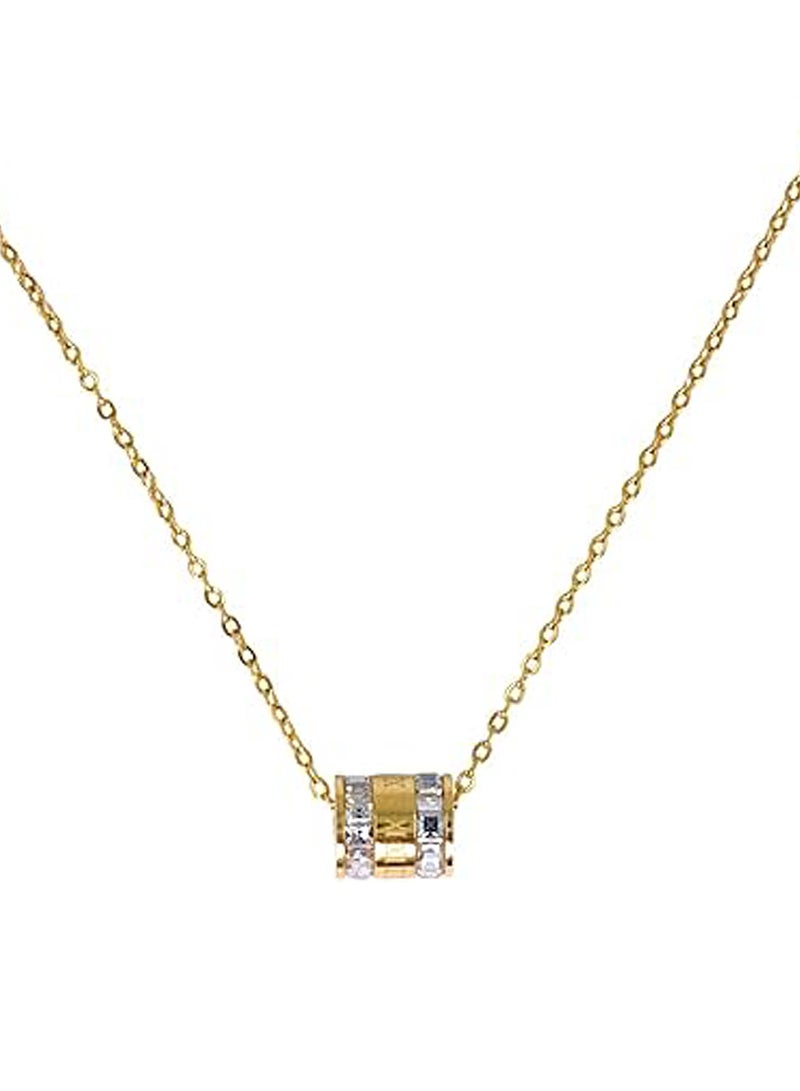 كاف كريشنس قلادة كاف كرييشنز من الفولاذ المقاوم للصدأ مطلية بالذهب عيار 18 قيراط وقلادة كريستال رومانية للنساء والفتيات - Image 1