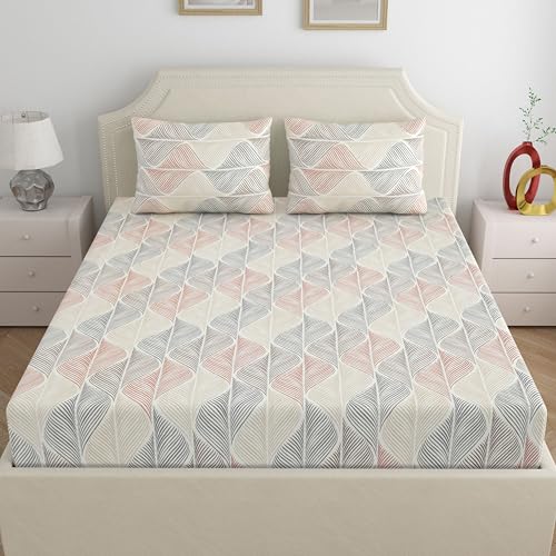 Home Ecstasy Microfiber Wrinkle & Fade Resistant King Bedsheet with 2 Pillow Covers - (Size 108 x 108 inches, 140TC, Colour - Multi) - Image 2