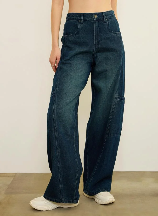 Sassafras High Rise Straight Leg Navy Jeans