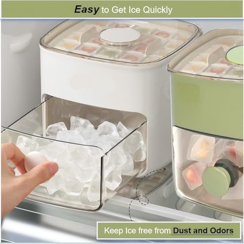 TAREG Ice Cube Tray with Lid Bin Ice Maker for Freezer Ice Trays Ice Container Ice Molds for Whiskey Cocktail Coffee Drinks Beer with Ice Tongs Kitchen Gadgets Tools White - Image 3