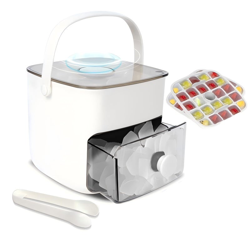 TAREG Ice Cube Tray with Lid Bin Ice Maker for Freezer Ice Trays Ice Container Ice Molds for Whiskey Cocktail Coffee Drinks Beer with Ice Tongs Kitchen Gadgets Tools White - Image 2