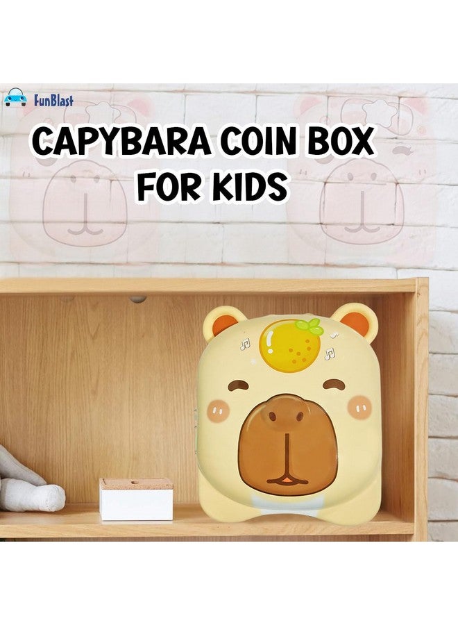 FunBlast Piggy Bank for Kids - Capybara Money Saving Tin Coin Bank with Lock and Key, Metal Coin Box, Birthday Return Gift for Boys & Girls, Money Bank, Coin Box for Kids (Beige) - Image 5