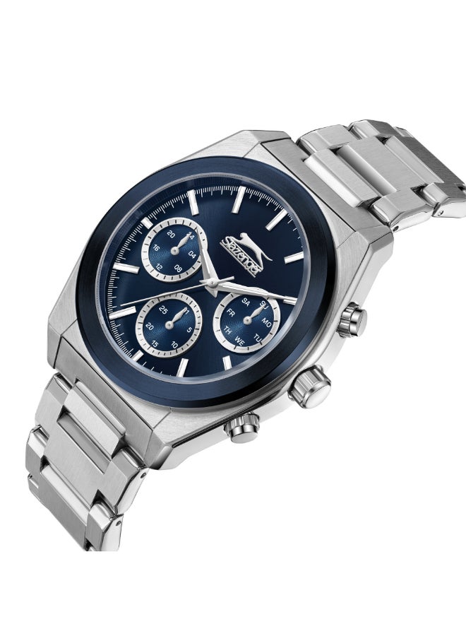 سلازنجر ساعة رجالية متعددة الوظائف بسوار معدني فضي - Image 4