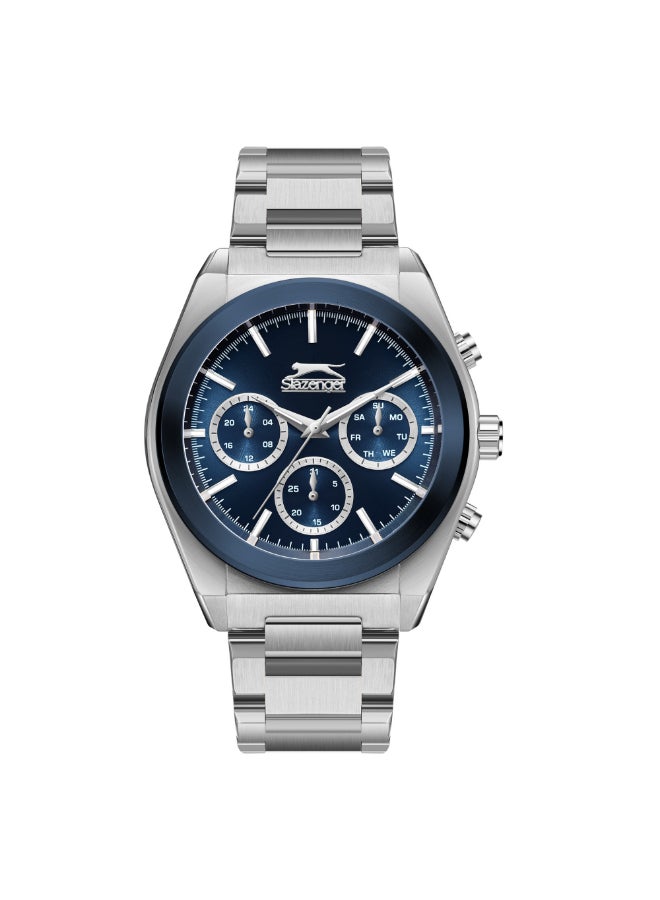 سلازنجر ساعة رجالية متعددة الوظائف بسوار معدني فضي - Image 1