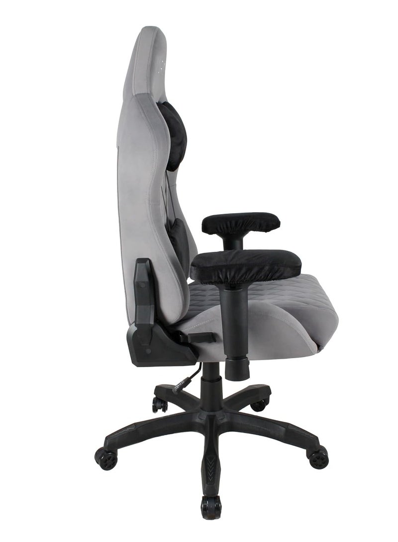 أورا كرسي الألعاب AURA Aria | تصميم مريح، ومساند للذراعين رباعية الأبعاد ودعم لأسفل الظهر في 4 اتجاهات | وظيفة الاستلقاء | كرسي من القماش الرغوي المصبوب بالكامل | مسامي ومريح لجلسات الألعاب الطويلة باللون الرمادي - Image 3