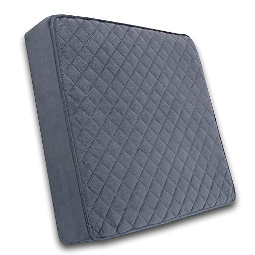 COMFORTANZA Medium-Soft 20x20x3 Memory Foam Recliner Chair Seat Cushion for Long Sitting - Armchair Pad with Washable Velvety Cover with Waterproof Layer & Non-Slip Base for Seniors & Elderly - Gray - Image 5