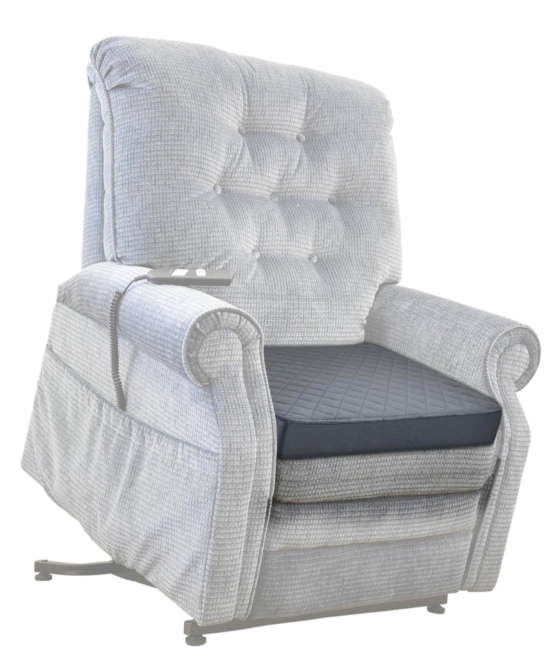 COMFORTANZA Medium-Soft 20x20x3 Memory Foam Recliner Chair Seat Cushion for Long Sitting - Armchair Pad with Washable Velvety Cover with Waterproof Layer & Non-Slip Base for Seniors & Elderly - Gray - Image 2
