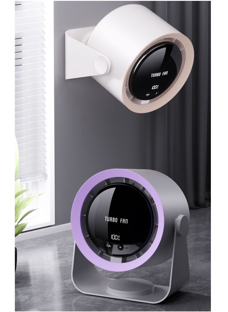 Laravel - Air Circulation Desktop Fan with LED Display, 90° Tilt Head and 100 Speed ​​Adjustment, Mini Fan 4000mAh, Portable USB Fan, Camping Table Fan,Powerful 5 Gear Wall Desk Fan (Purple) - Image 1