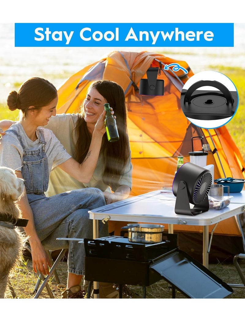 Laravel - Air Circulation Desktop Fan with LED Display, 90° Tilt Head and 100 Speed ​​Adjustment, Mini Fan 4000mAh, Portable USB Fan, Camping Table Fan,Powerful 5 Gear Wall Desk Fan (Purple) - Image 1