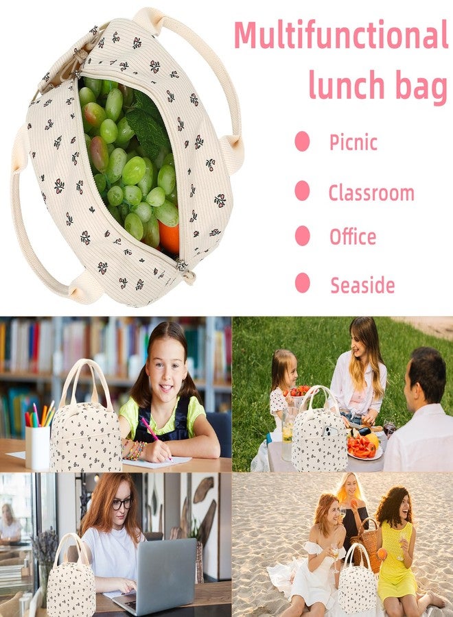 LEDAOU Lunch Box for Women Insulated Lunch Bag Corduroy Lunch Tote Bags Leakproof Cooler Lunch Case for Travel Work Picnic - Image 4