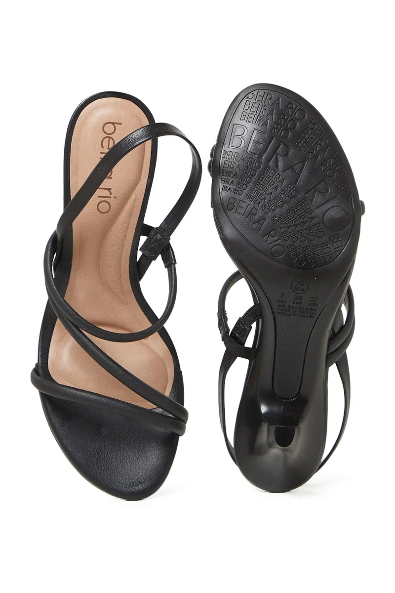 Beira Rio  BEIRA RIO Low Heel Sandals for Ladies – BLACK Sandals with Sling Back | Comfortable PU Upper & TPR Sole for Women | Best Price UAE