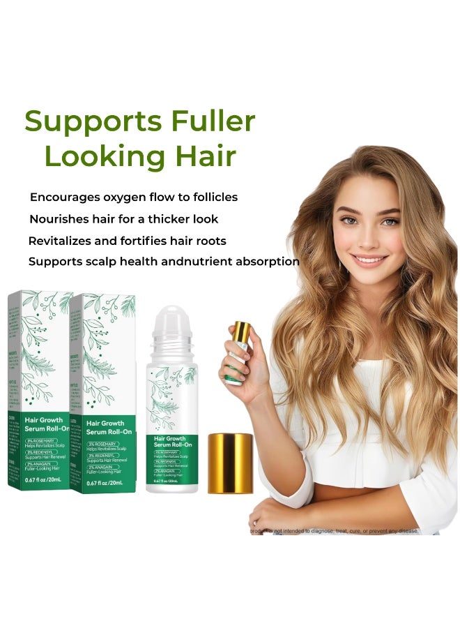 2‌-Pack Hair Growth Serum Roll On with 3% Rosemary & Redensyl, 2% AnaGain - Professional Hair Regrowth Treatment for Thicker, Fuller Looking Hair, For All Hair... - Image 1