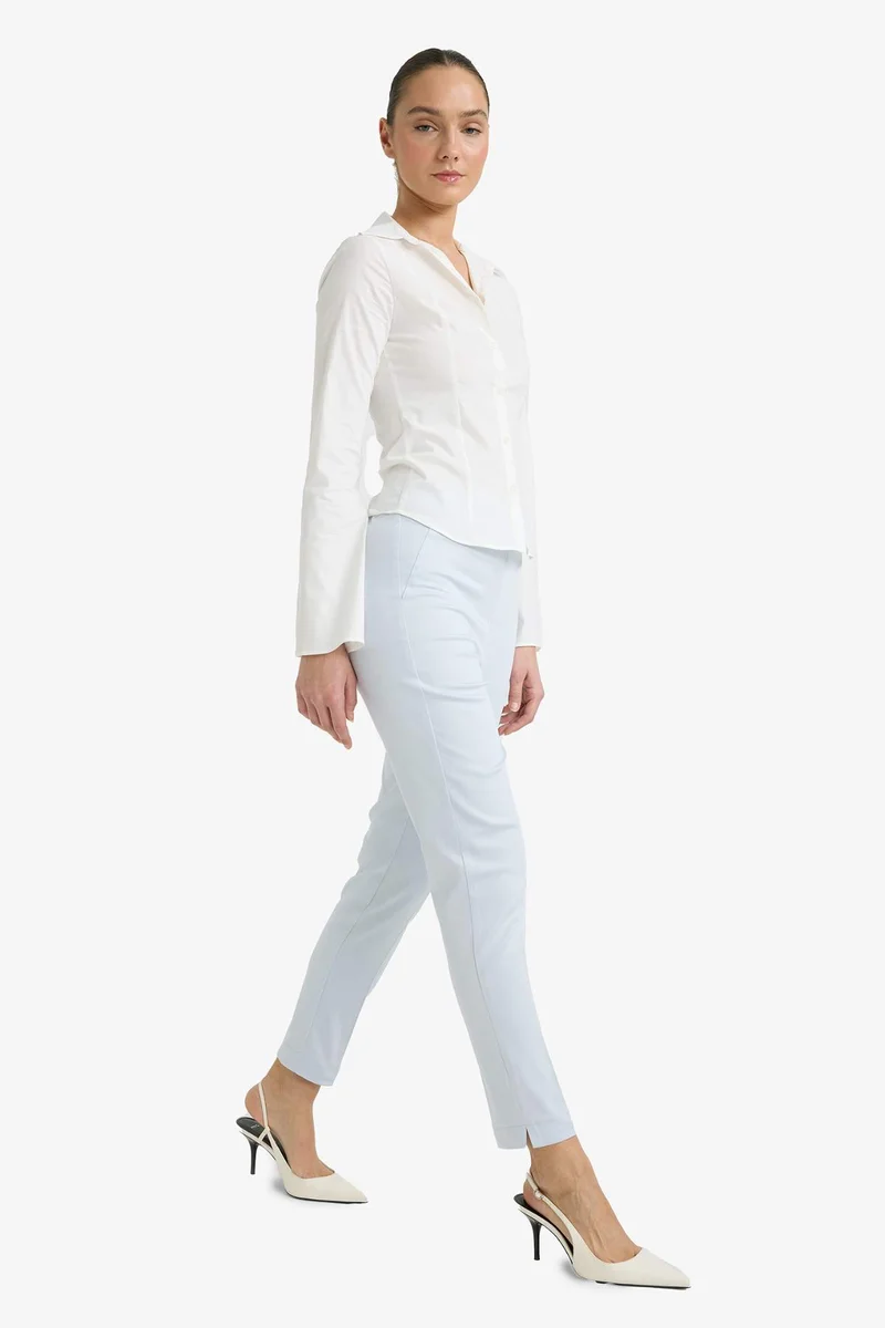 ديفاكتو Satin Fabric Regular Waist Straight Leg Cigarette Trousers