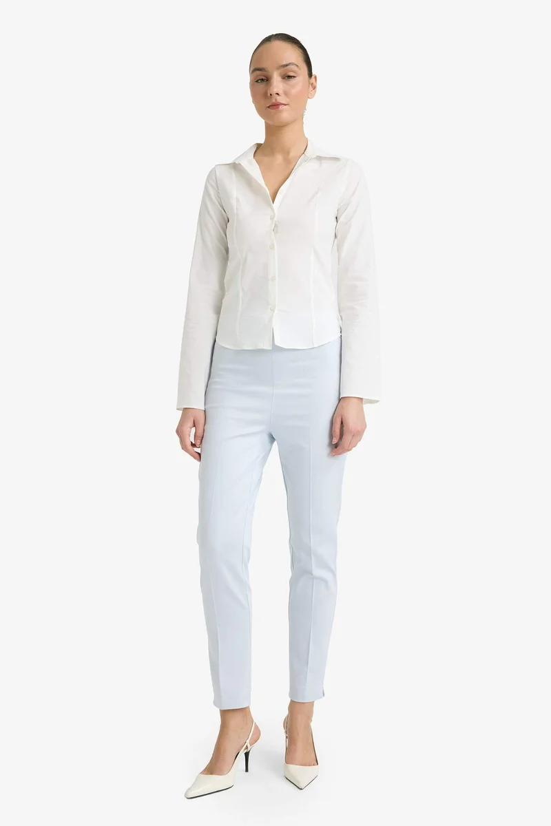ديفاكتو Satin Fabric Regular Waist Straight Leg Cigarette Trousers
