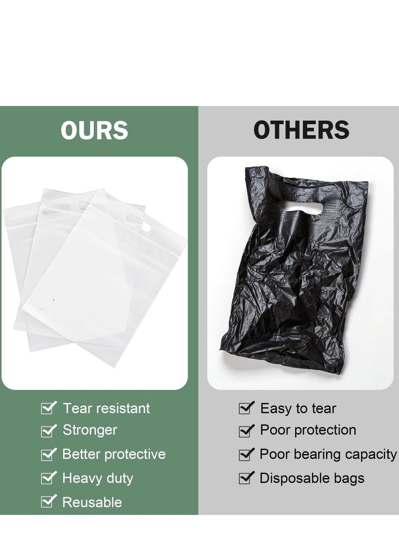 KASTWAVE Frosted T Shirt Bags, 50 Pieces Poly Mailers with Handle Frosted T Shirt Bags Packaging Bags Mailing Envelopes Clear Shipping Bags for Small Business Clothing Transporting - Image 3