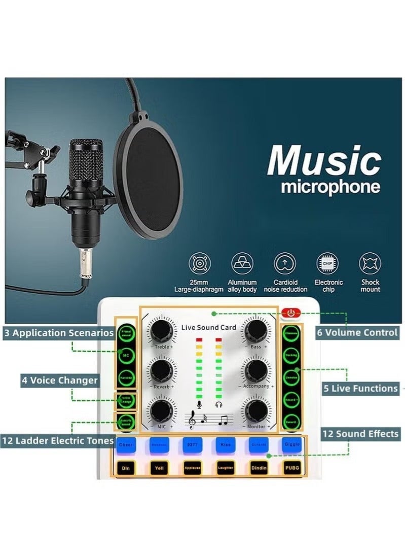 dida-cosmos M8 Live Sound Card DSP Chip Twelve Ambient Sounds Four Kinds Of Sound Changes Live Broadcast DJ Mixer Music Recording Guitars TikTok Facebook YouTube USB Bluetooth - White - Image 5