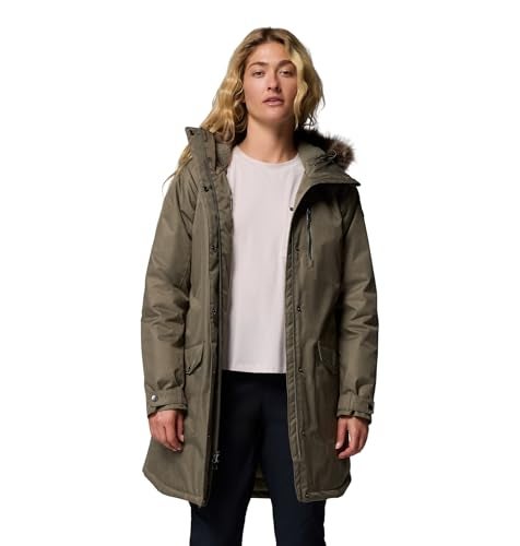 Columbia Womens Suttle Mountain Long Insulated Jacket, Stone Green, 1X - Image 1