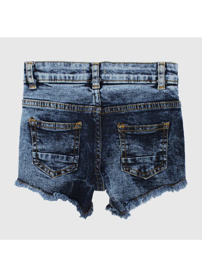 playmore - Navy Ripped Jean Shorts - Image 1