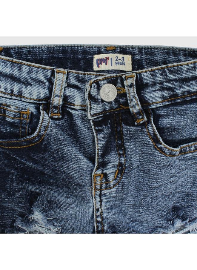 playmore - Navy Ripped Jean Shorts - Image 1