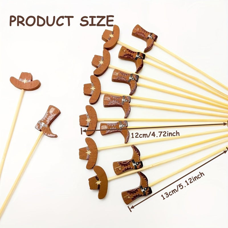 59pc Western Cowboy Cocktail Picks With Hat And Boot Designs For Cupcakes - Image 4