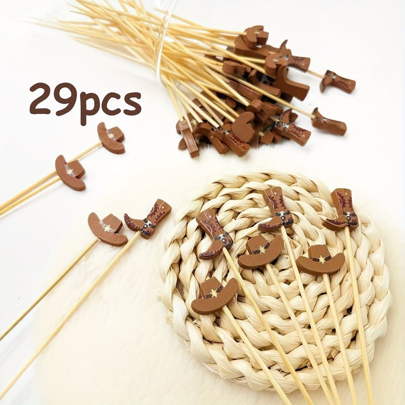 59pc Western Cowboy Cocktail Picks With Hat And Boot Designs For Cupcakes - Image 2