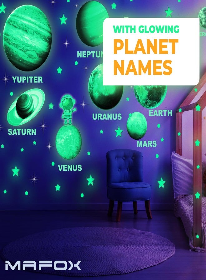 MAFOX Glow in The Dark Planets, Bright Solar System Wall Stickers -Sun Earth Mars and so on,9 Glowing Ceiling Decals for Bedroom Living Room,Shining Space Decoration for Kids for Girls and Boys - Image 3