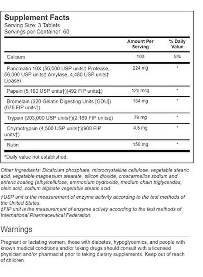 Vitacost Brand Vitacost FlavenZym Systemic Enzymes - 180 Enteric Coated Tablets - Image 2