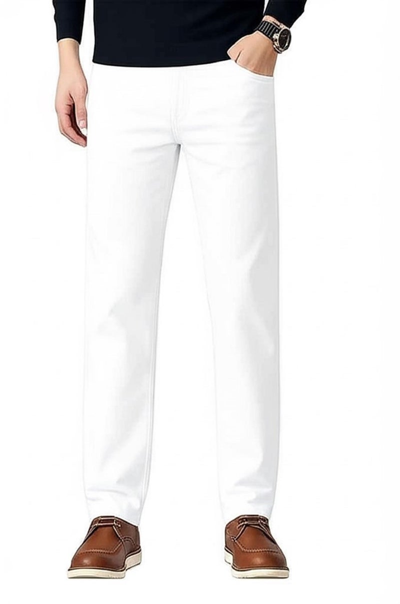 Ben Martin Men's Smart Fit Stretchable Jeans || White Mid-Rise Denim Pants with Whisker Wash || Premium Casual Wear Jean for Men || 5 Pocket Jean's for Men's – Size 36 (1) - Image 1