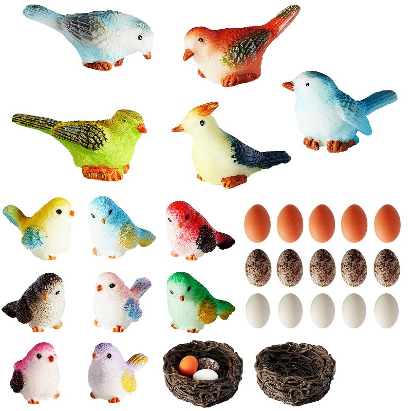 Jetec Jetec 30 Pieces Garden Accessories Bird Decorative Figurines Miniature Bird Figurines for Garden Dollhouse Miniature Cake Topper Micro Landscape Yard Bonsai Decal Home Decoration 