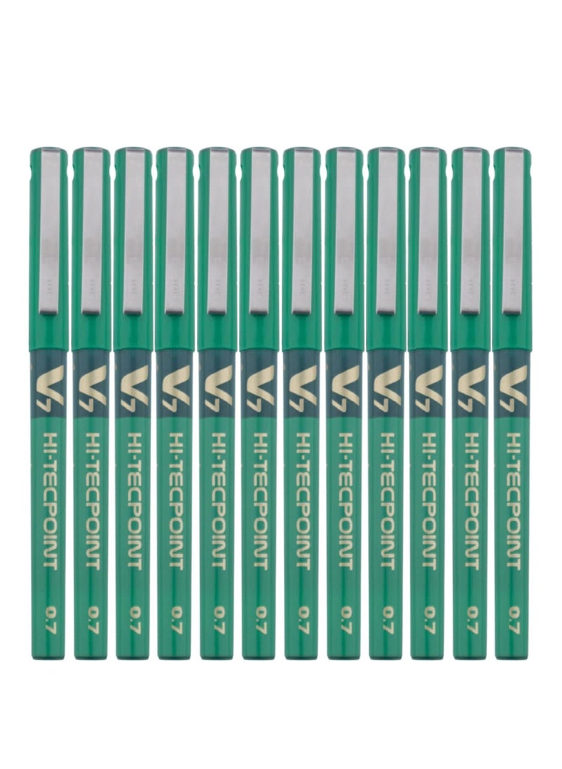 PILOT 12-Piece Hi-tecpoint V7 Fine Rollerball Pen Green Ink  - Image 1