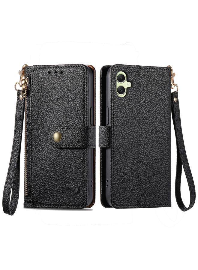 S-TOP Case For Samsung Galaxy A05 4G Love Zipper Lanyard Leather Phone Case - Image 1