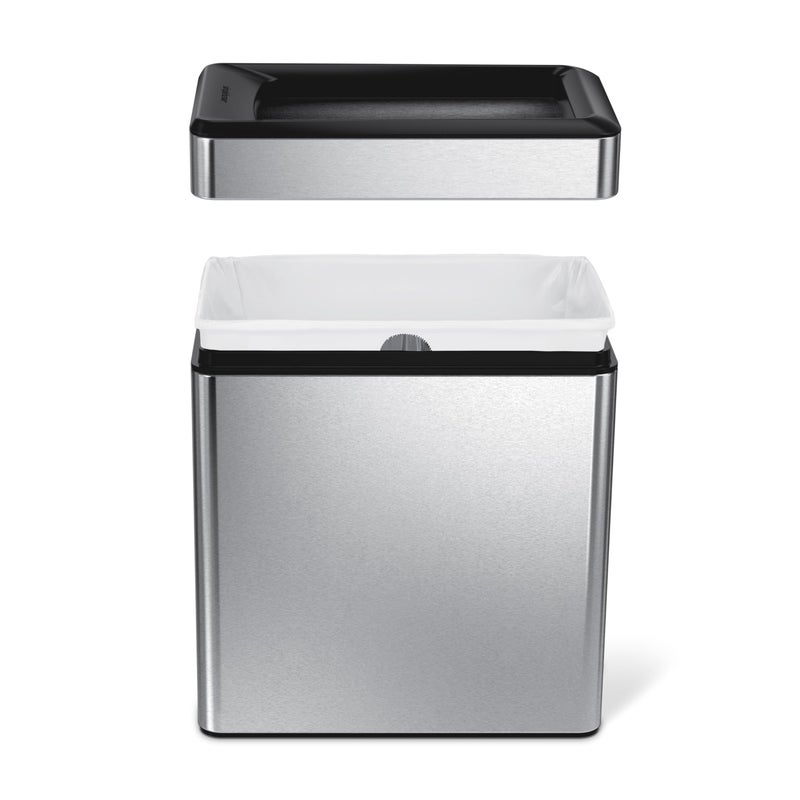 simplehuman 10 Liter / 2.6 Gallon Profile Open Trash Can, Slim Trash Can for Bedroom, Bathroom, Office, Brushed Stainless Steel - Image 2