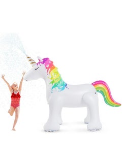 Jasonwell Unicorn Sprinkler Inflatable Unicorn Water Toys Outdoor Inflatable Ginormous Unicorn Yard Sprinkler For Kids (L)  - Image 1