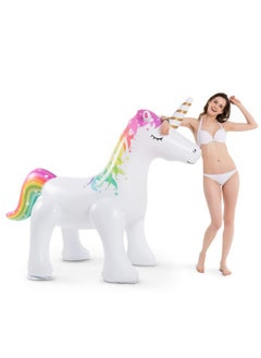 Jasonwell Unicorn Sprinkler Inflatable Unicorn Water Toys Outdoor Inflatable Ginormous Unicorn Yard Sprinkler For Kids (L)  - Image 2