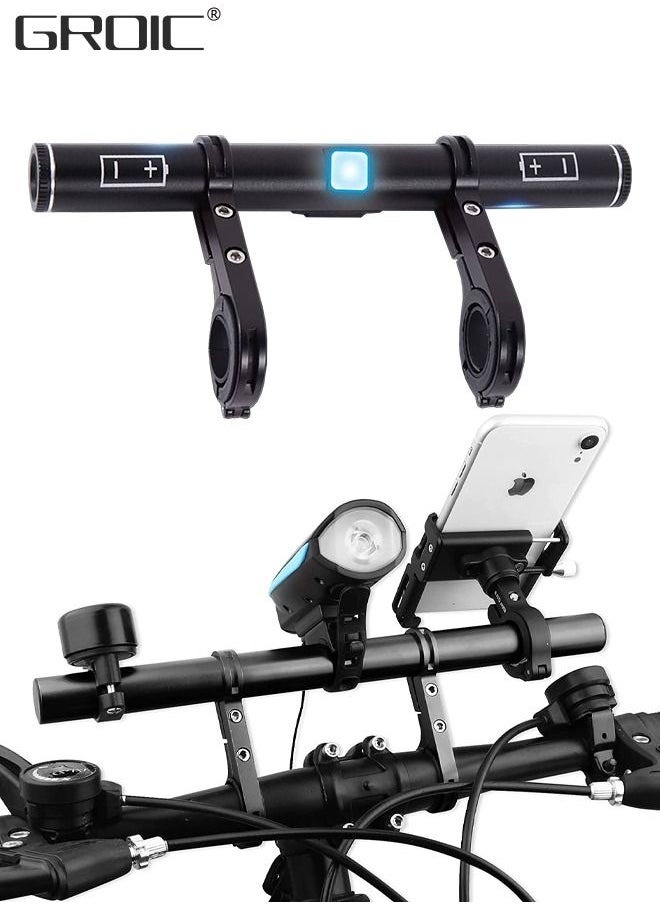 GROIC USB Rechargeable Bike Handlebar Extender, 8 In Bicycle Handlebar Extension and a Built-in 4000mAh Bike Phone Charger, for Holding Bicycle Speedometer, GPS, Phone Mount Holder and Bike Light  - Image 1