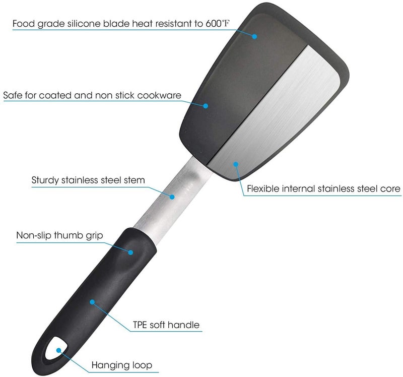 UNIQUE CART Heat-Resistant Silicone Turner Spatula | Flexible Non-Stick Safe Pancake & Egg Flipper (480°F) (Pack of 1) - Image 5