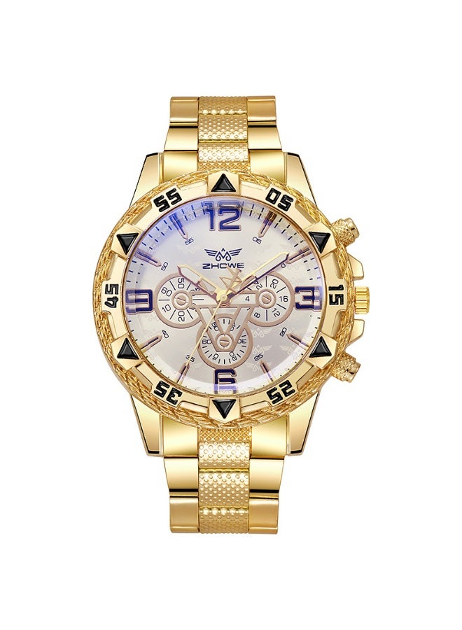 Mark Fairwhale Large Dial Gold Watch Blue Light Men's Watch