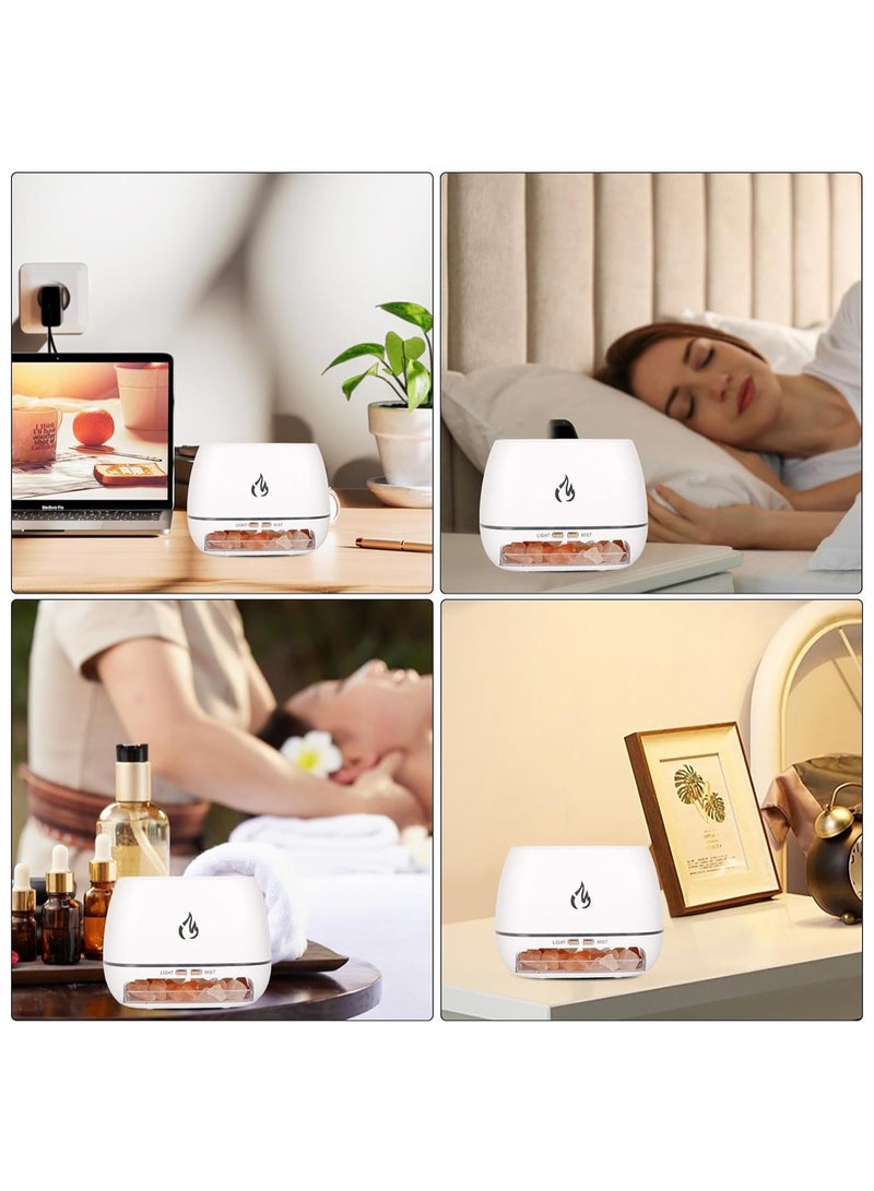 General Salt Rock Scent Diffuser - 3 In-1 Ultrasonic Oil Diffuser -Aromatherapy Diffuser Cool Mist Humidifier - Simulated Flame Diffuser Salt Lamp 7 Color Ultrasonic Aromatherapy Diffuser For Oils  - Image 3