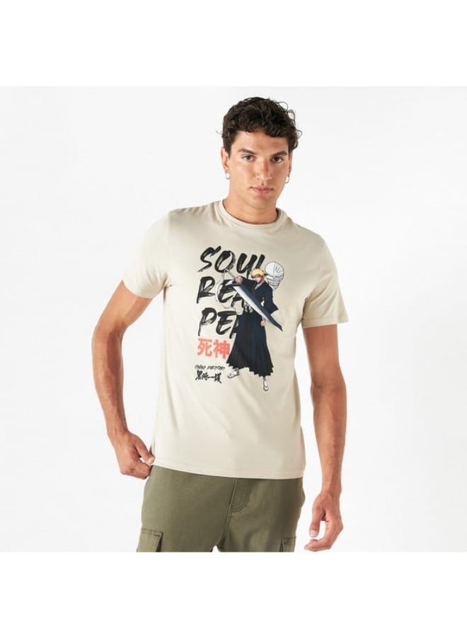 SP Characters Ichigo Kurosaki Print Crew Neck T-shirt with Short Sleeves  - Image 4